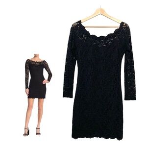 Black Stretch Lace Mini Dress by Jump Apparel Y2K Off the Shoulder Size 6